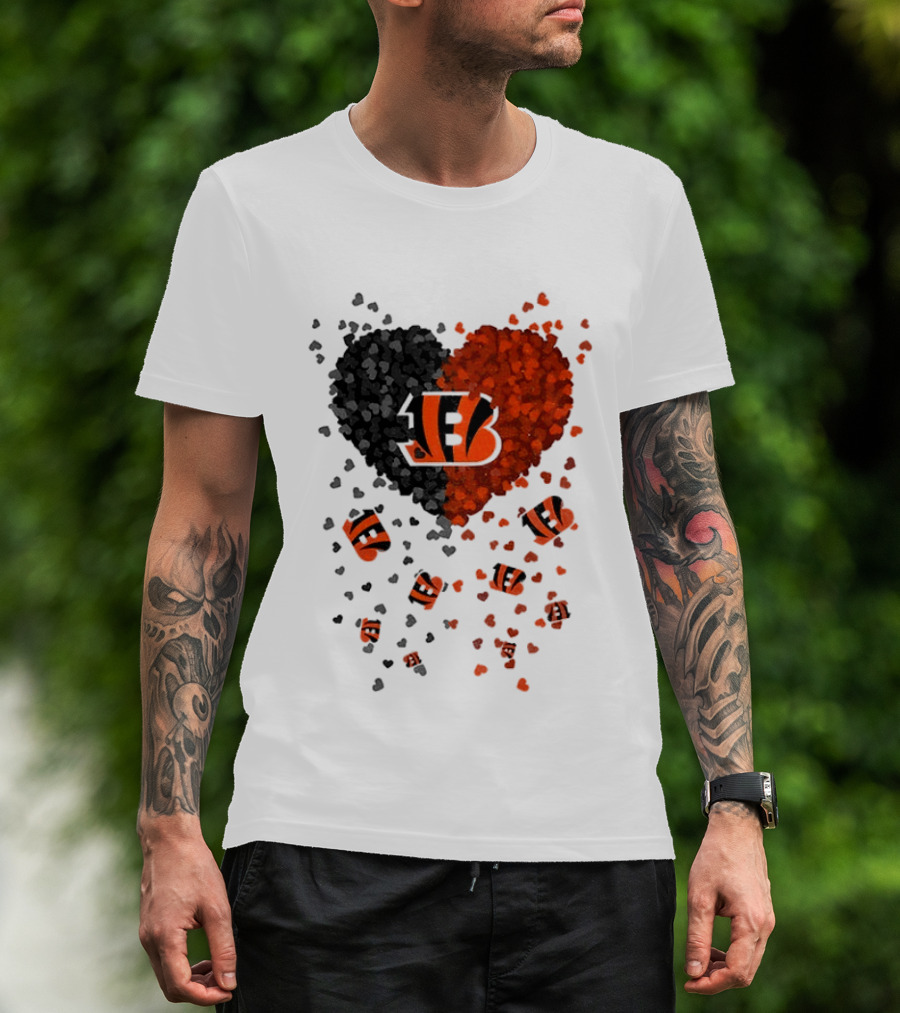 Cincinnati Bengals Heart 2026 Football Fan Love Collection T-Shirt