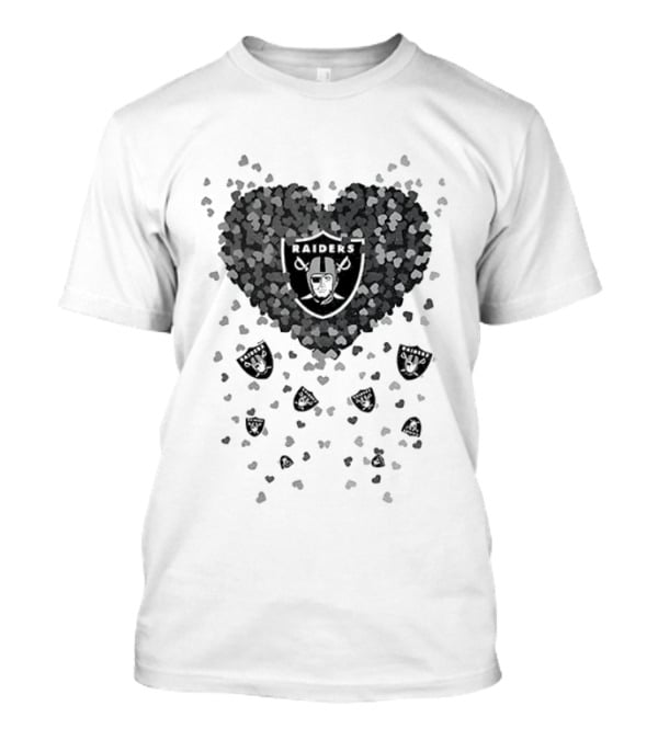 Heart Of Las Vegas Raiders Football 2026 Team Logo Emblem With Black And Silver Hearts T-Shirt