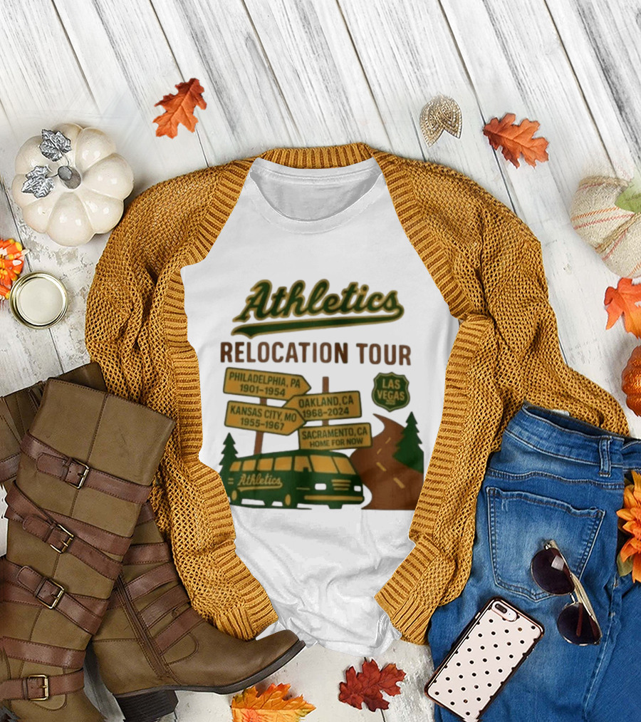 Athletics Relocation Tour Philadelphia Kansas City Oakland Sacramento Las Vegas T-Shirt