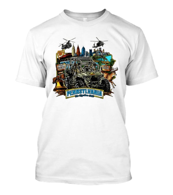 Pennsylvania The Keystone State Adventure Skyline Wildlife And City Landmarks T-Shirt