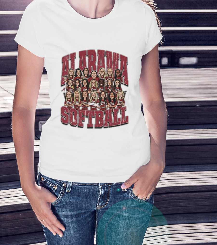 Crimson Tide Softball Alabama Team Caricature Players T-Shirt