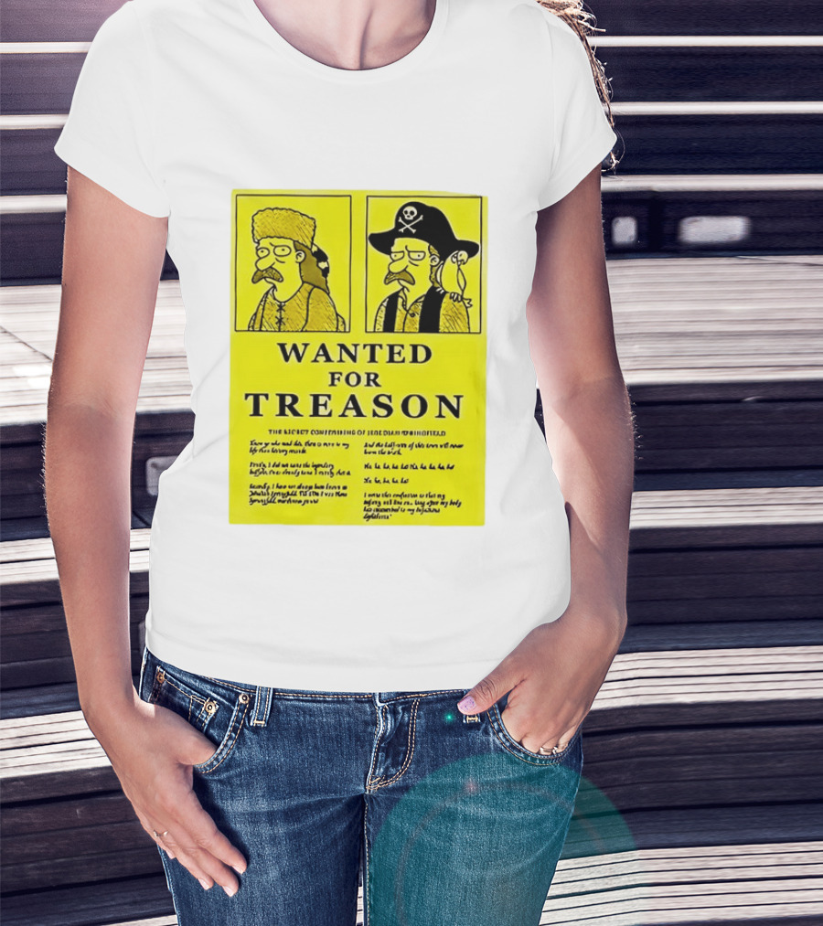 Wanted For Treason Kirk Van Houten Pirate And Russian Hat Cartoon Wanted T-Shirt