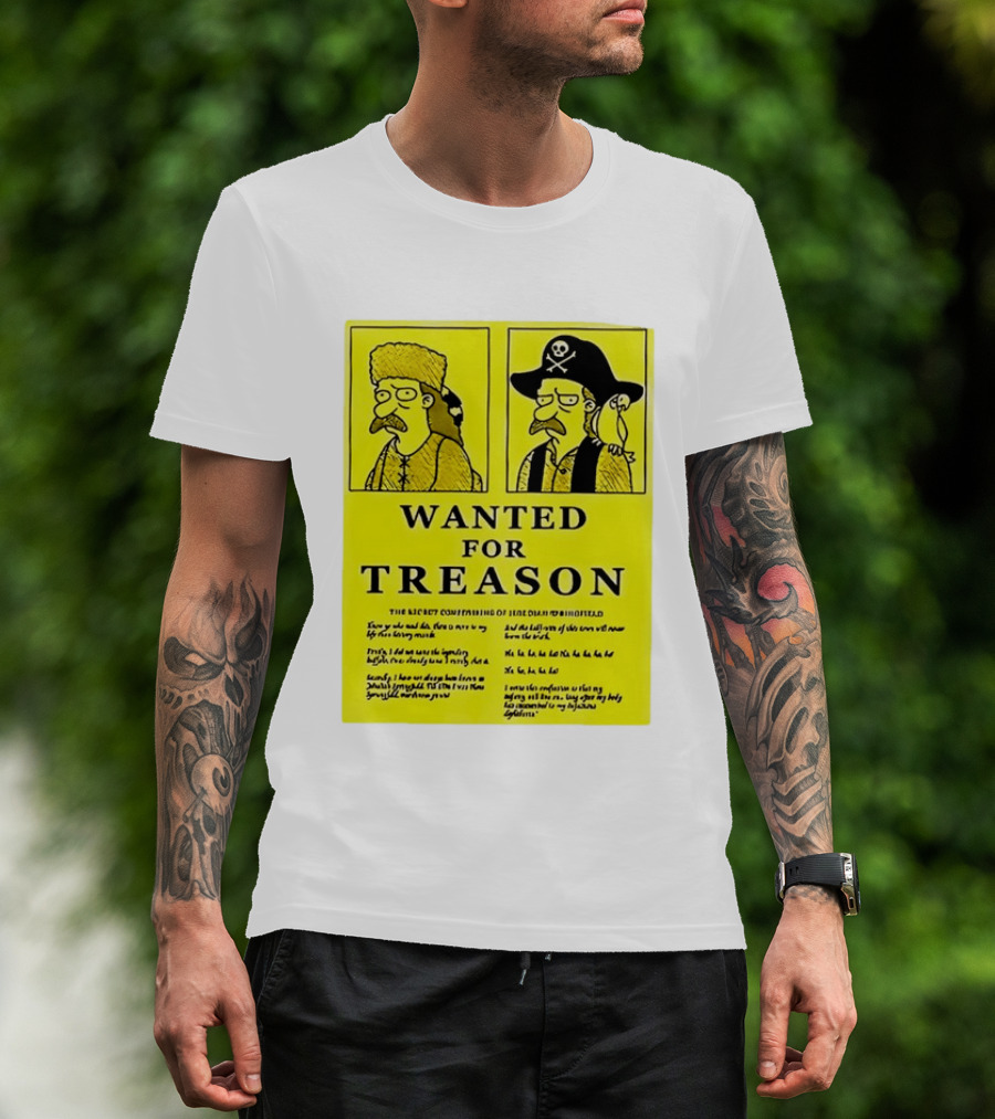 Wanted For Treason Kirk Van Houten Pirate And Russian Hat Cartoon Wanted T-Shirt