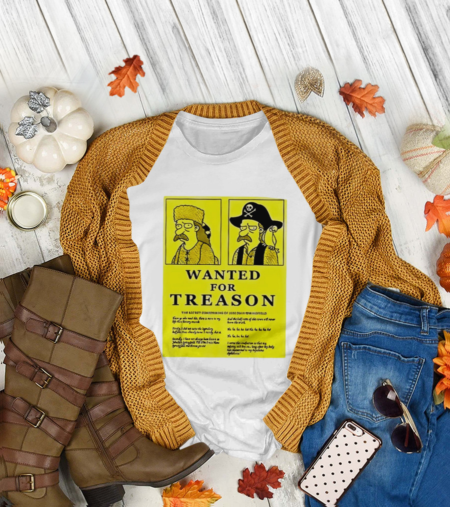 Wanted for Treason Kirk Van Houten Pirate and Russian Hat Cartoon Wanted T-Shirt