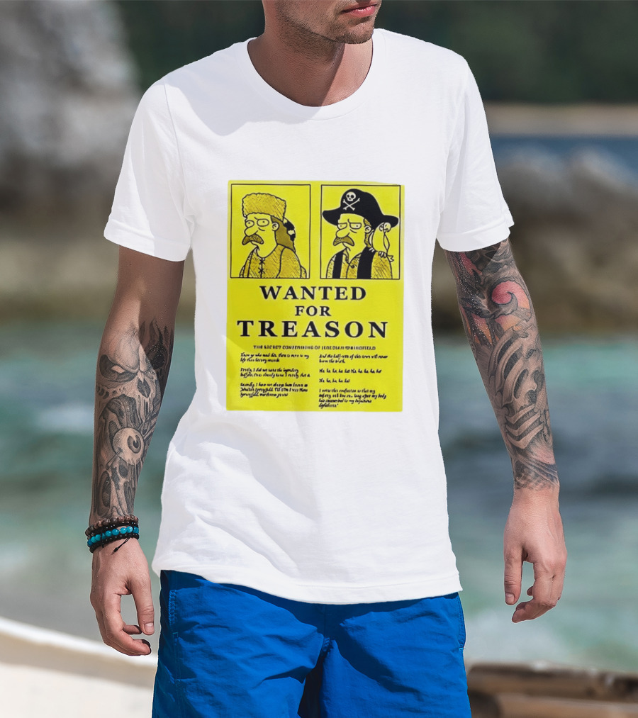 Wanted For Treason Kirk Van Houten Pirate And Russian Hat Cartoon Wanted T-Shirt