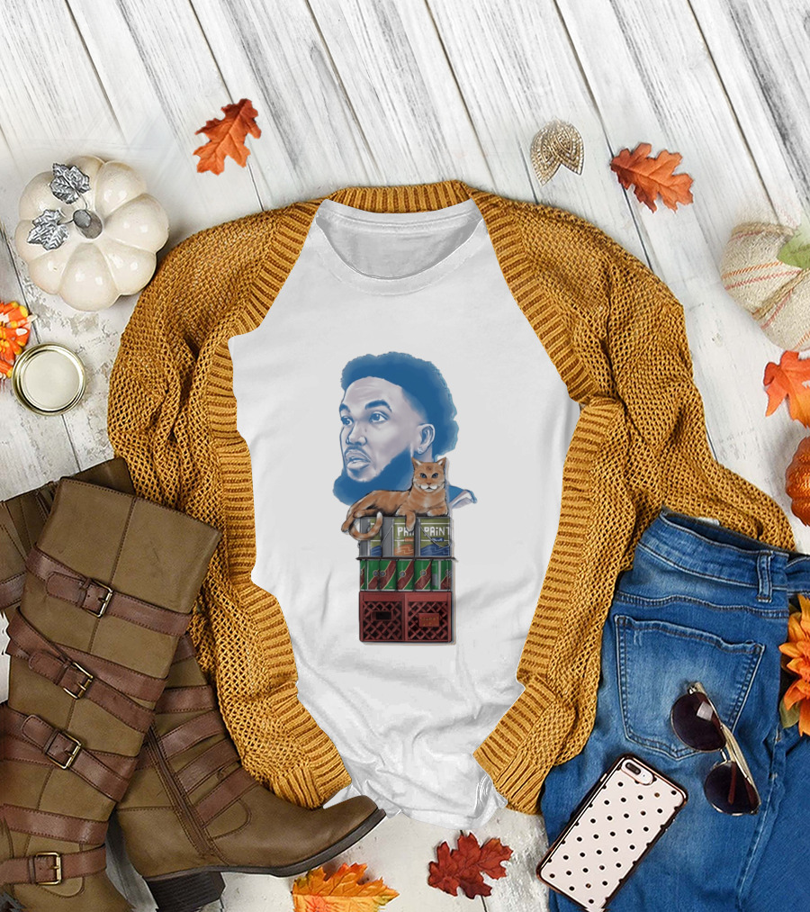 Karl Anthony Towns New York Knicks Bodega Cat and Paint Cans T-Shirt