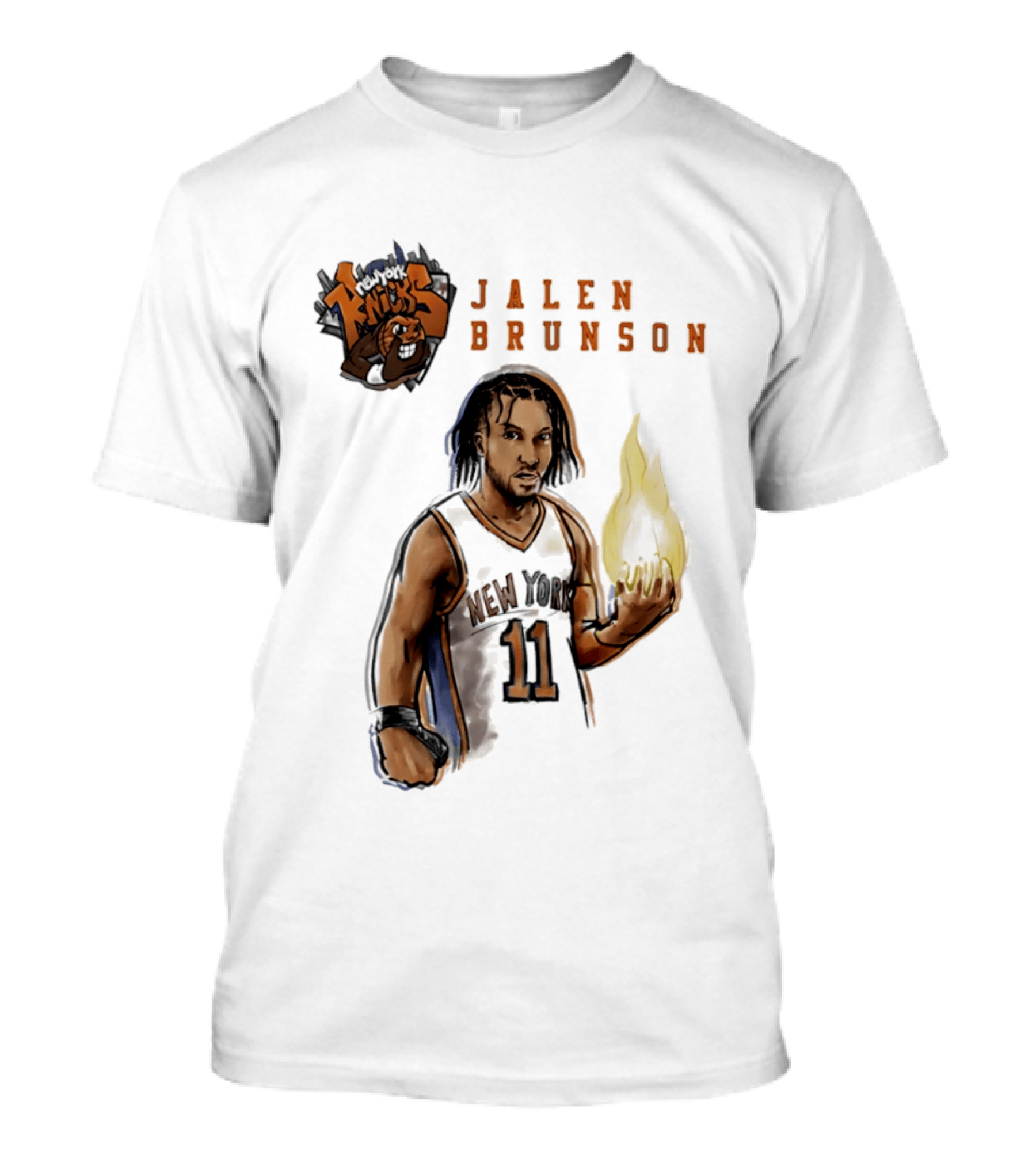 New York Knicks Jalen Brunson Flame 11 T-Shirt