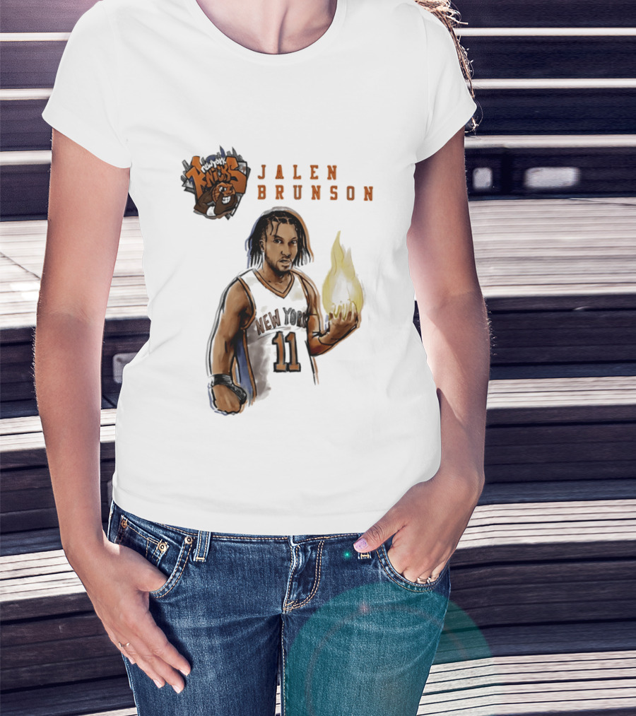 New York Knicks Jalen Brunson Flame 11 T-Shirt