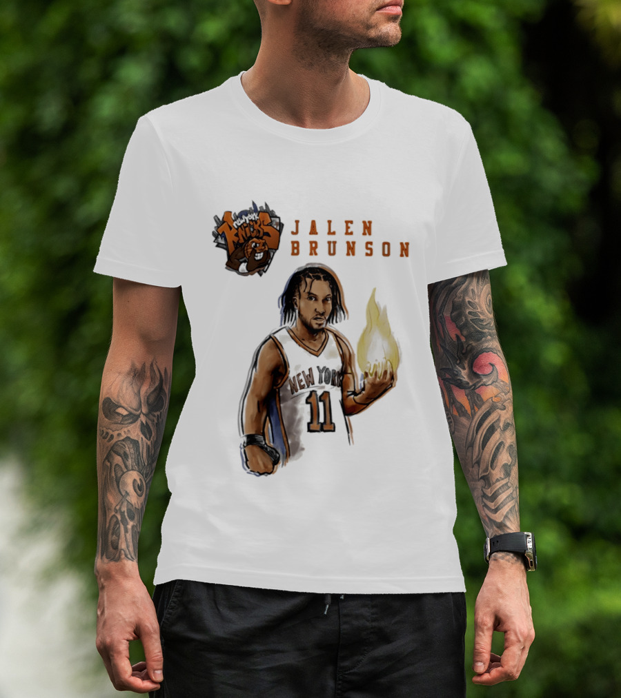 New York Knicks Jalen Brunson Flame 11 T-Shirt