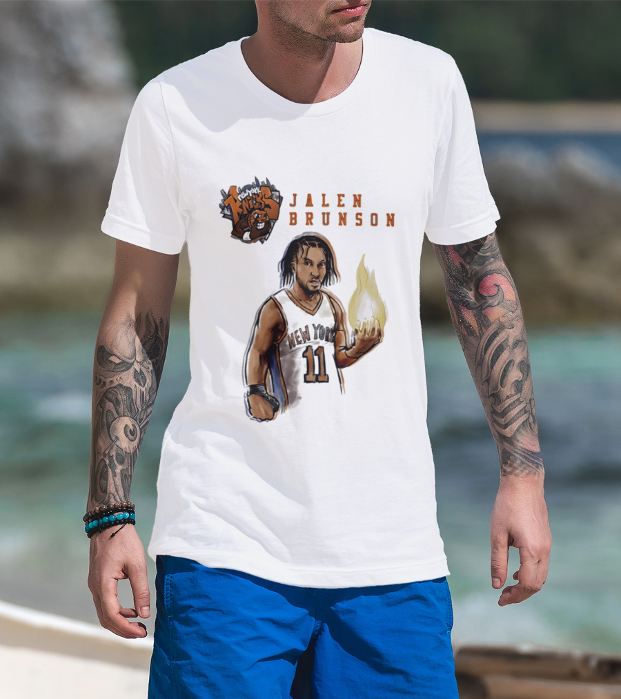 New York Knicks Jalen Brunson Flame 11 T-Shirt