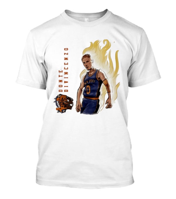 Donte DiVincenzo New York Knicks Flaming Basketball Inferno T-Shirt