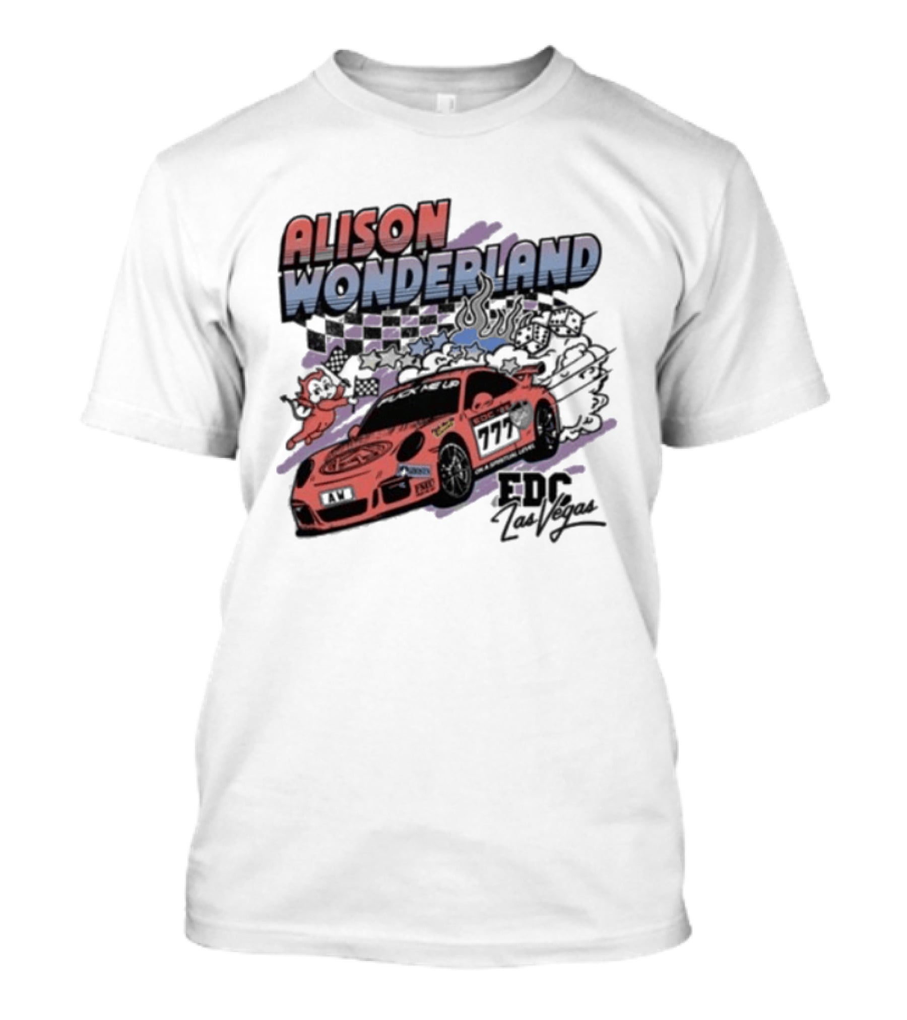 Alison Wonderland Racing 777 EDC Las Vegas Checkered Pink Car T-Shirt