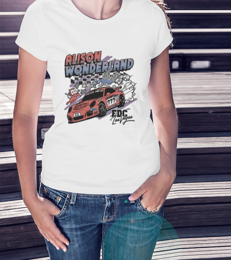 Alison Wonderland Racing 777 EDC Las Vegas Checkered Pink Car T-Shirt