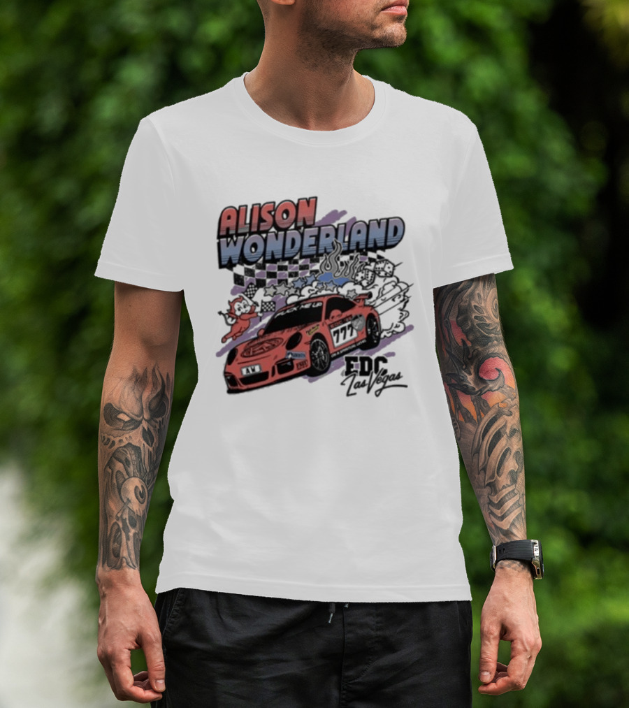 Alison Wonderland Racing 777 EDC Las Vegas Checkered Pink Car T-Shirt