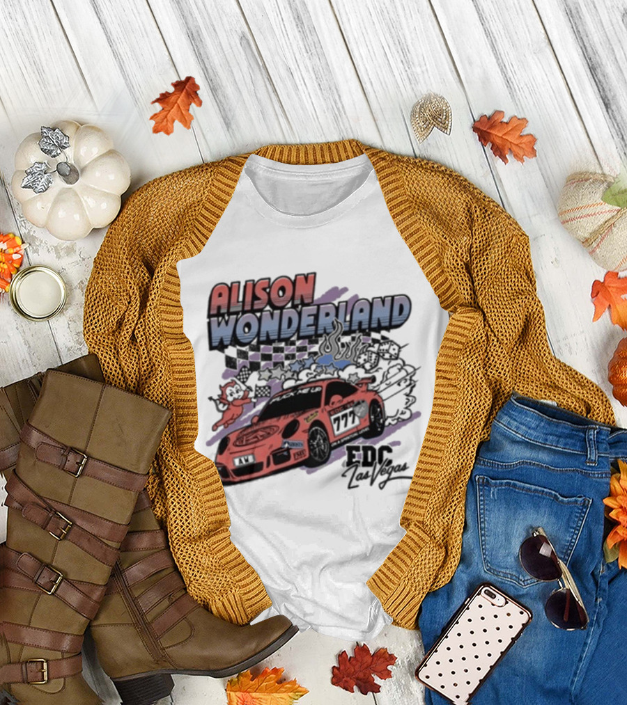 Alison Wonderland Racing 777 EDC Las Vegas Checkered Pink Car T-Shirt