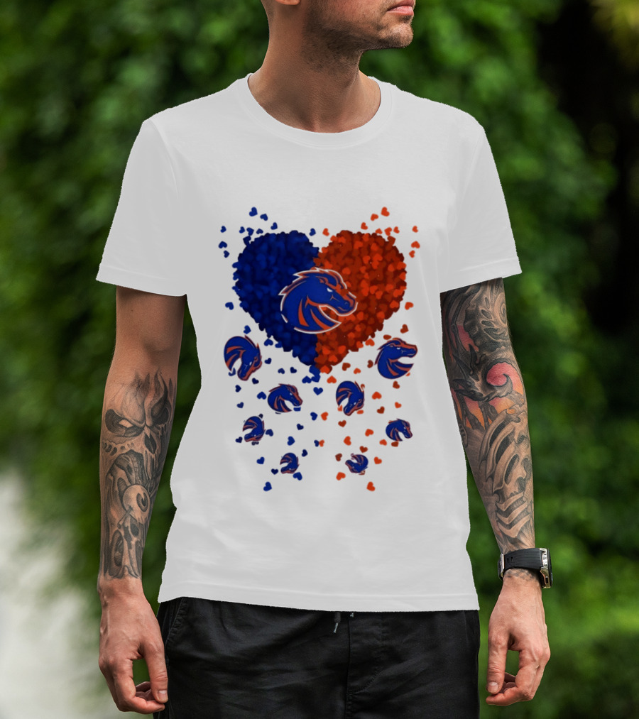 Heart Of Boise State Broncos Football 2026 Blue Orange Passion T-Shirt