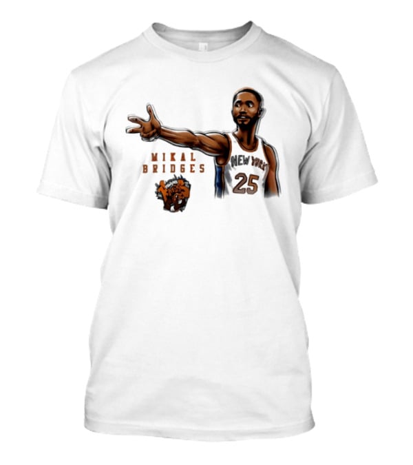 Mikal Bridges New York Knicks 25 Basketball Pose T-Shirt