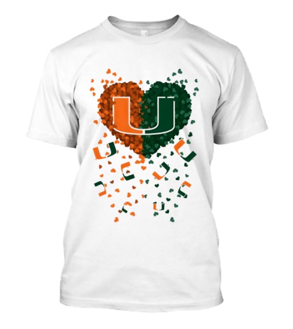 Heart Of Miami Hurricanes 2026 U Logo Football Celebration T-Shirt