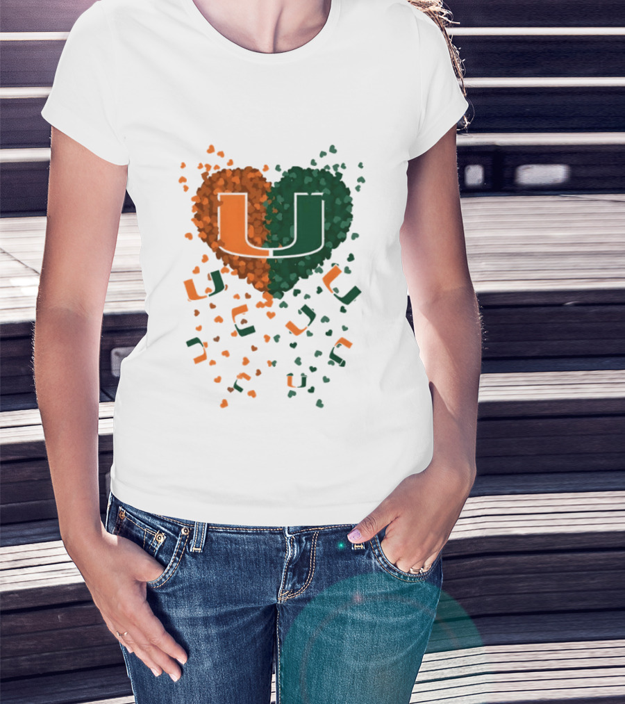 Heart Of Miami Hurricanes 2026 U Logo Football Celebration T-Shirt