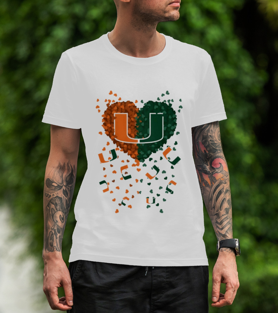 Heart Of Miami Hurricanes 2026 U Logo Football Celebration T-Shirt