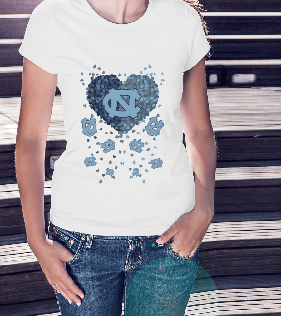 North Carolina Tar Heels Football Heart 2026 T-Shirt