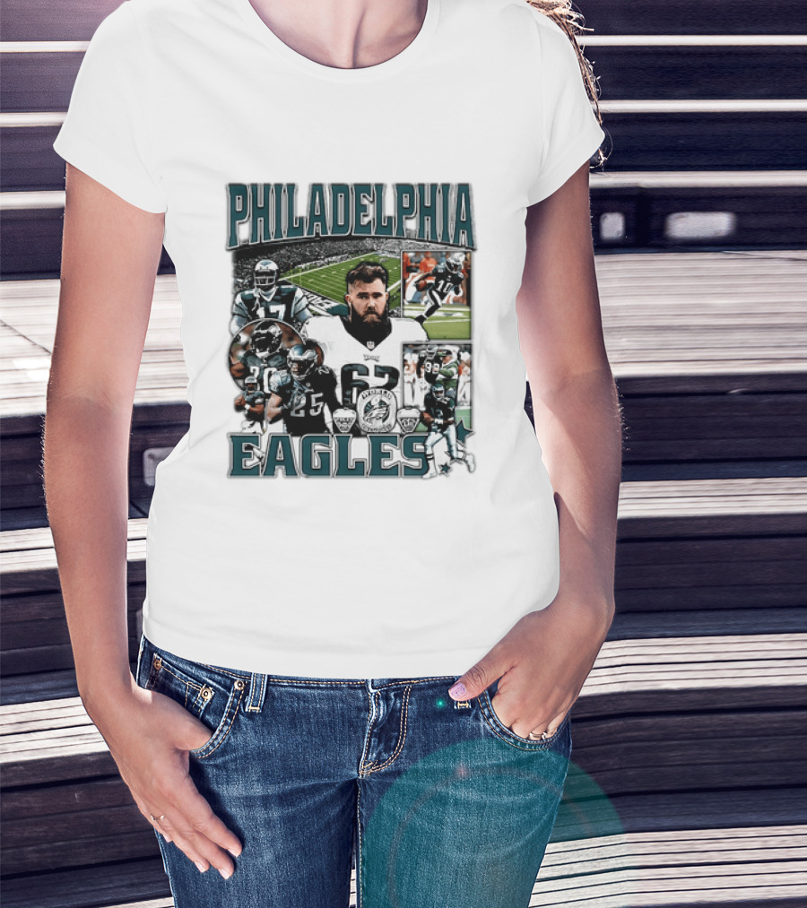 Philadelphia Eagles Football 90s Bootleg Players Collage T-Shirt