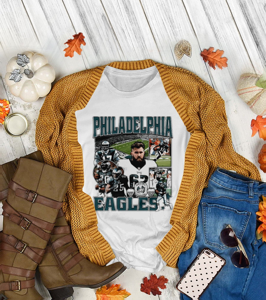 Philadelphia Eagles Football 90s Bootleg Players Collage T-Shirt