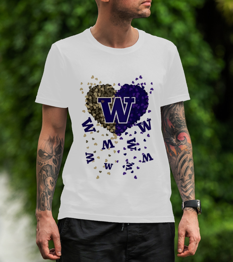 W Washington Huskies Heart 2026 Football Celebration T-Shirt