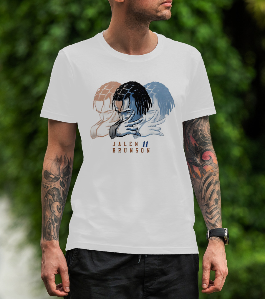 Jalen Brunson 11 New York Knicks Multi Pose Triple T-Shirt