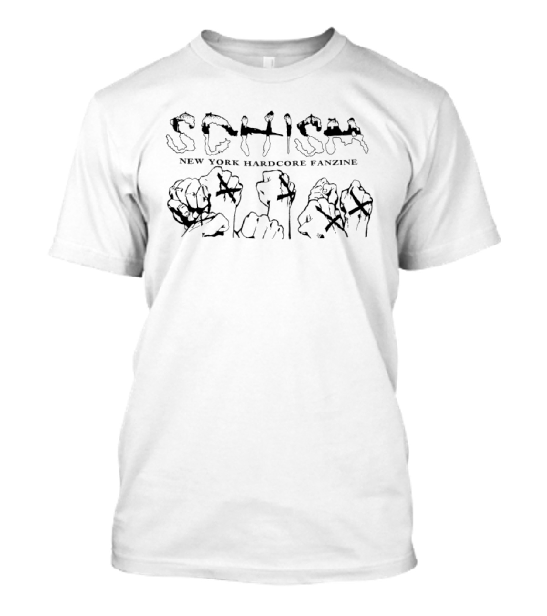 Schism New York Hardcore Fanzine Fists And Xs T-Shirt