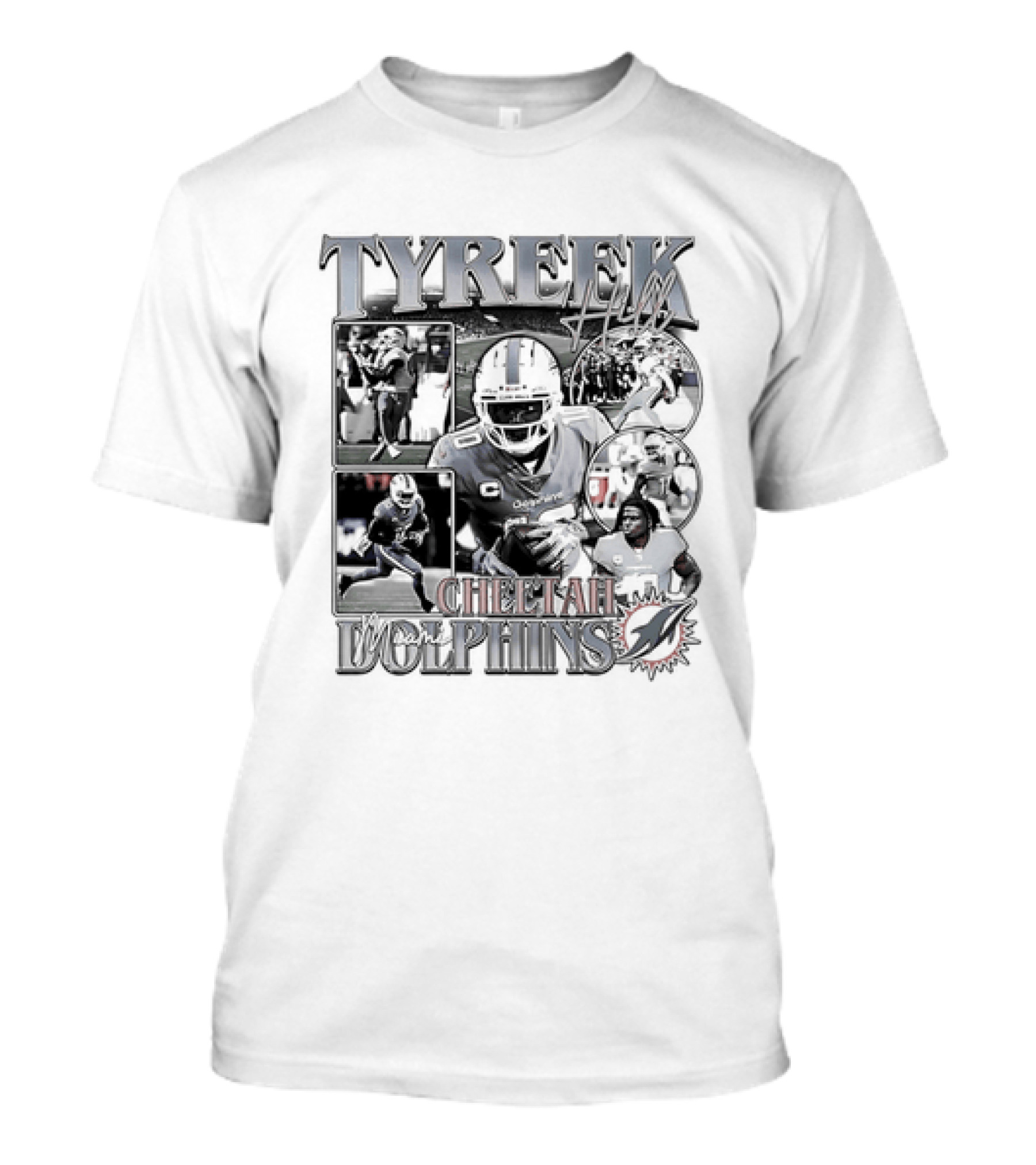 Tyreek Hill Cheetah Miami Dolphins Retro 90s Bootleg Football Player T-Shirt