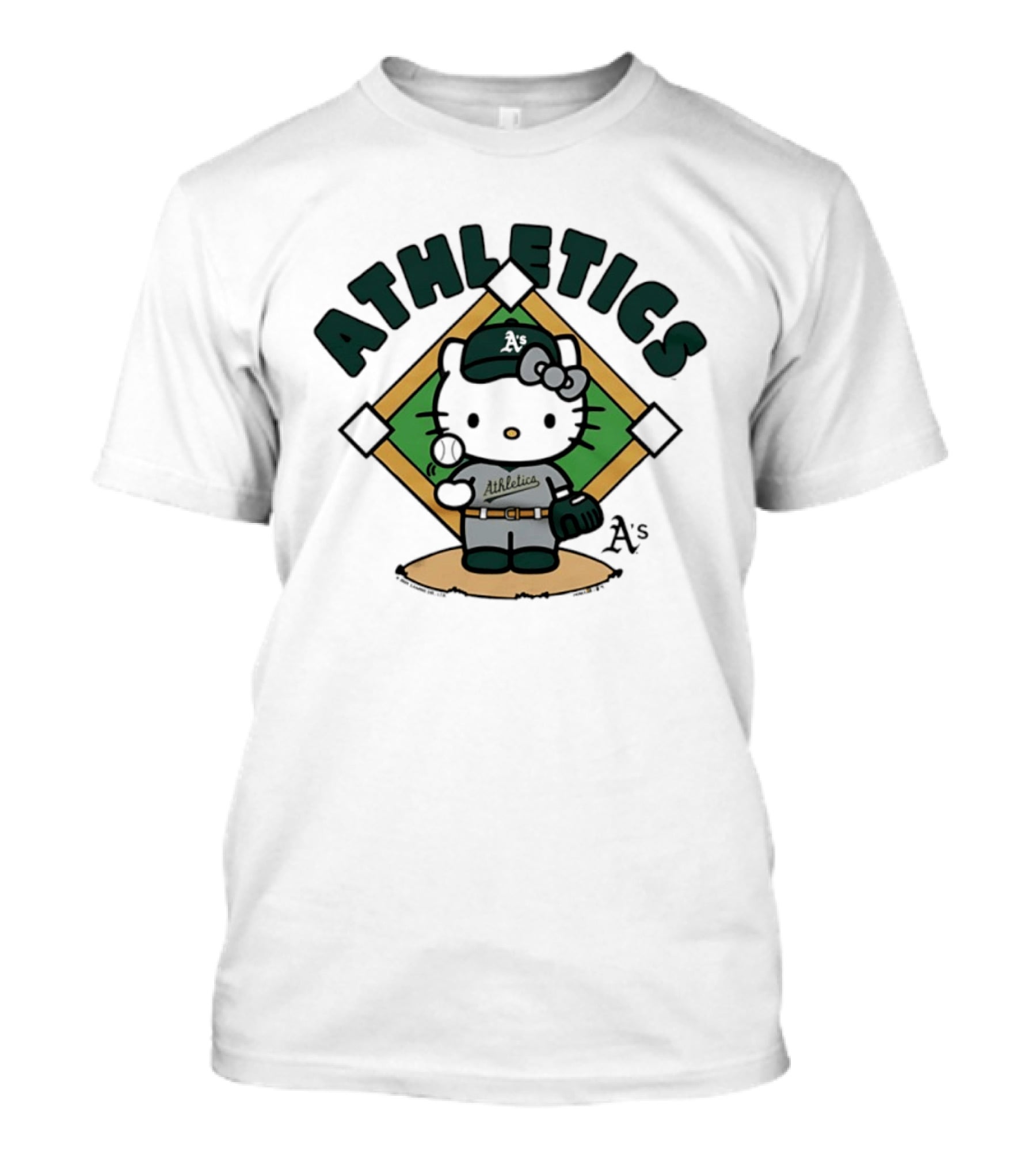 Athletics Hello Kitty MLB Collaboration Baseball Character With A's T-Shirt