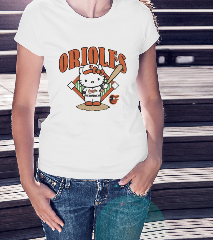 Baltimore Orioles Hello Kitty MLB Collaboration With Baseball T-Shirt