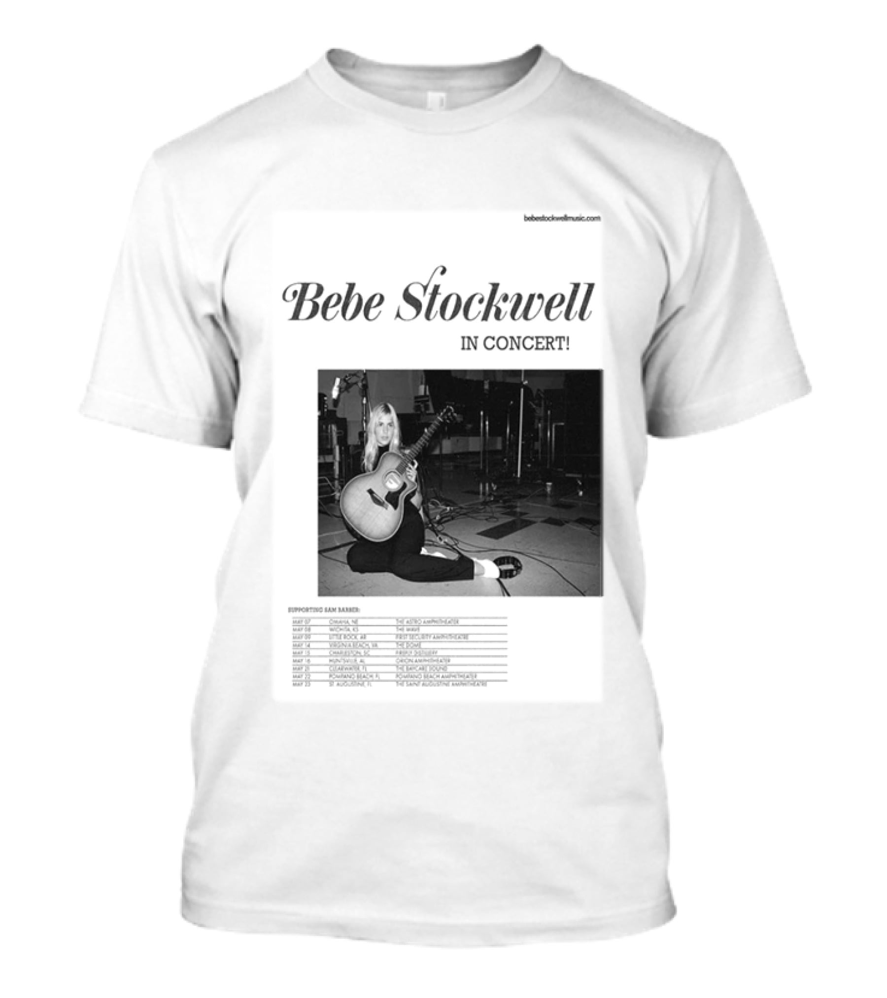Bebe Stockwell In Concert Tour 2026 Dates Featuring Sam Barber T-Shirt
