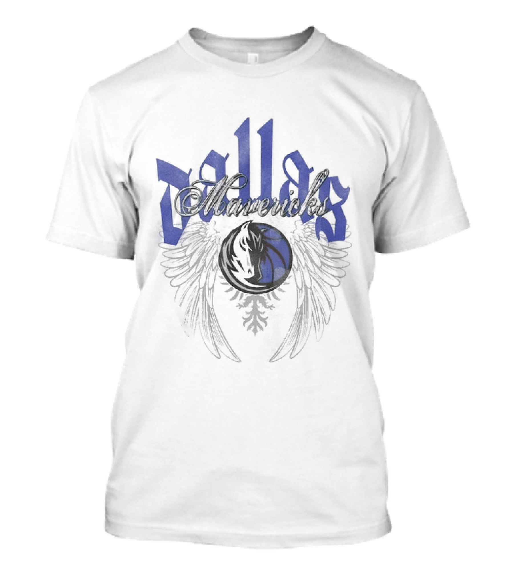 Dallas Mavericks Mitchell & Ness Old English Blue Wings T-Shirt