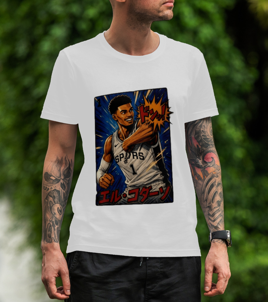 El Codazo Victor Wembanyama San Antonio Spurs Basketball Manga Style Japanese T-Shirt