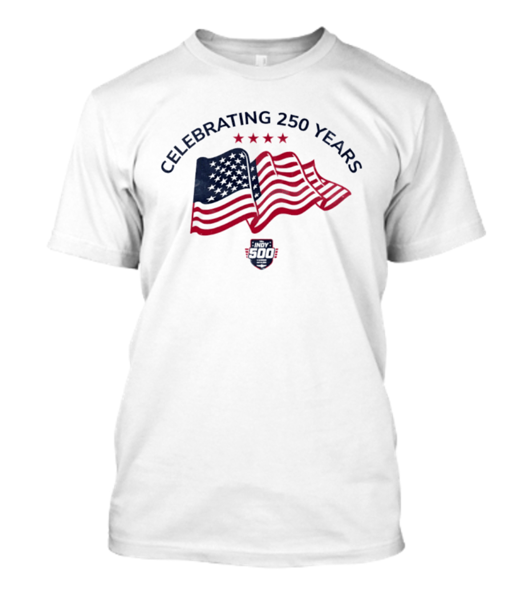 Indianapolis Motor Speedway Indy 500 Celebrating 250 Years With American Flag And Stars T-Shirt