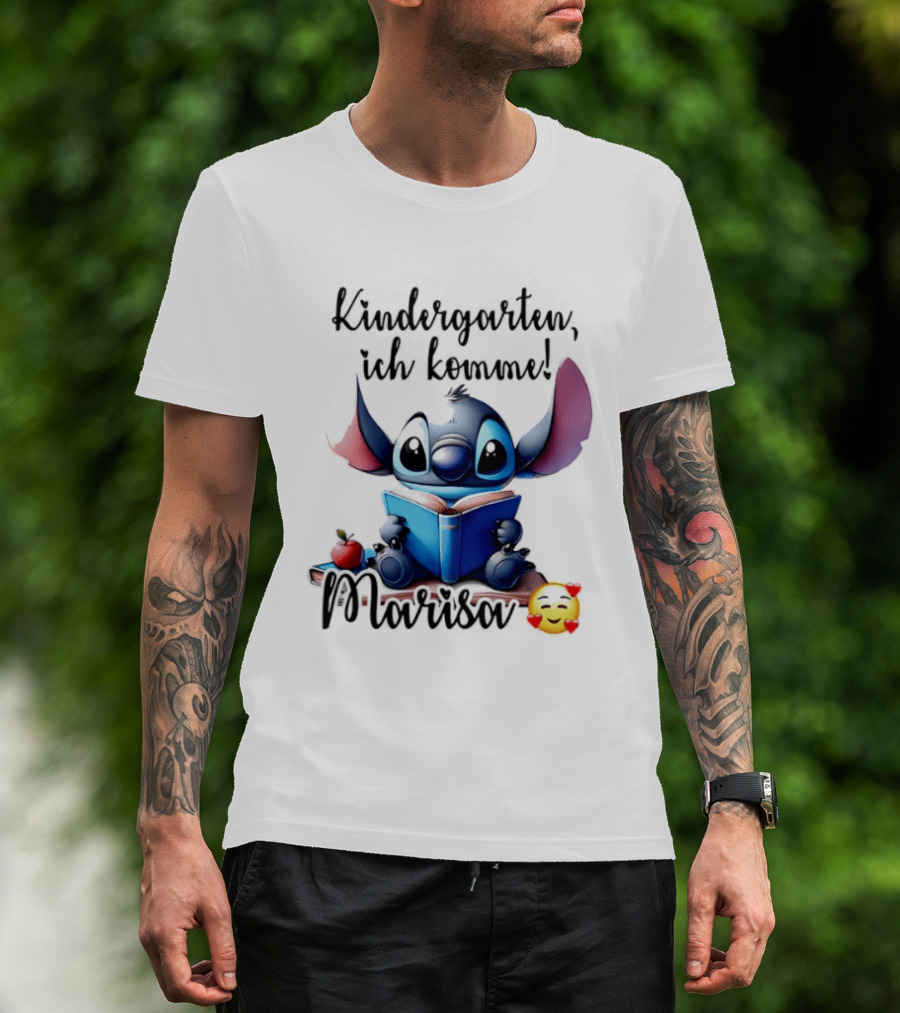 Kindergarten Ich Komme Marisa Blue Alien Book Reading T-Shirt