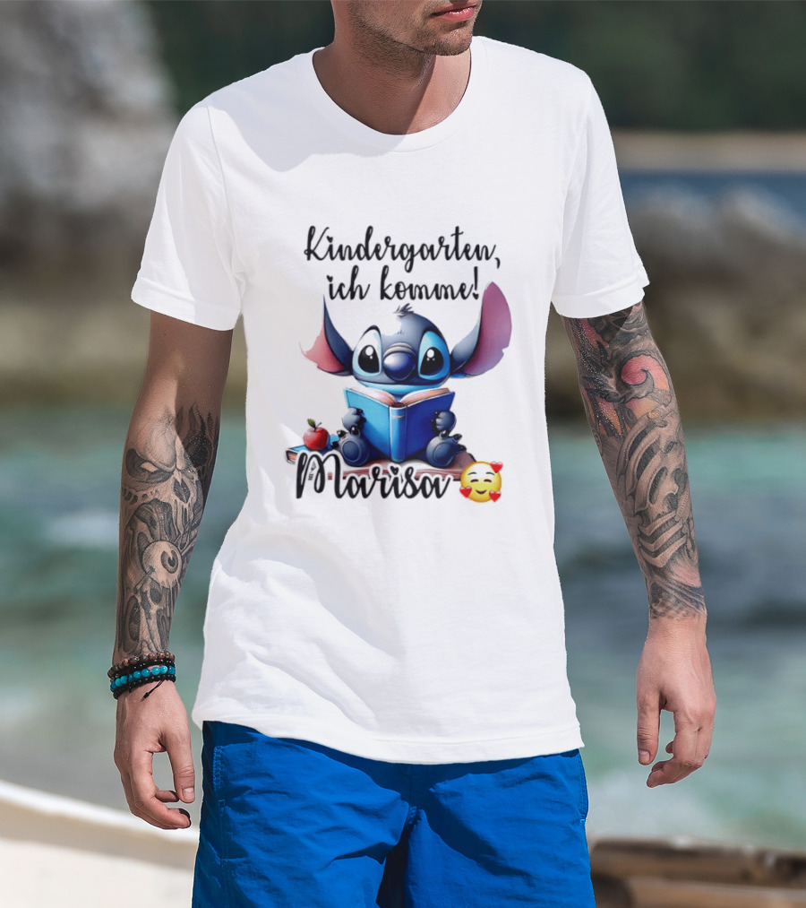 Kindergarten Ich Komme Marisa Blue Alien Book Reading T-Shirt