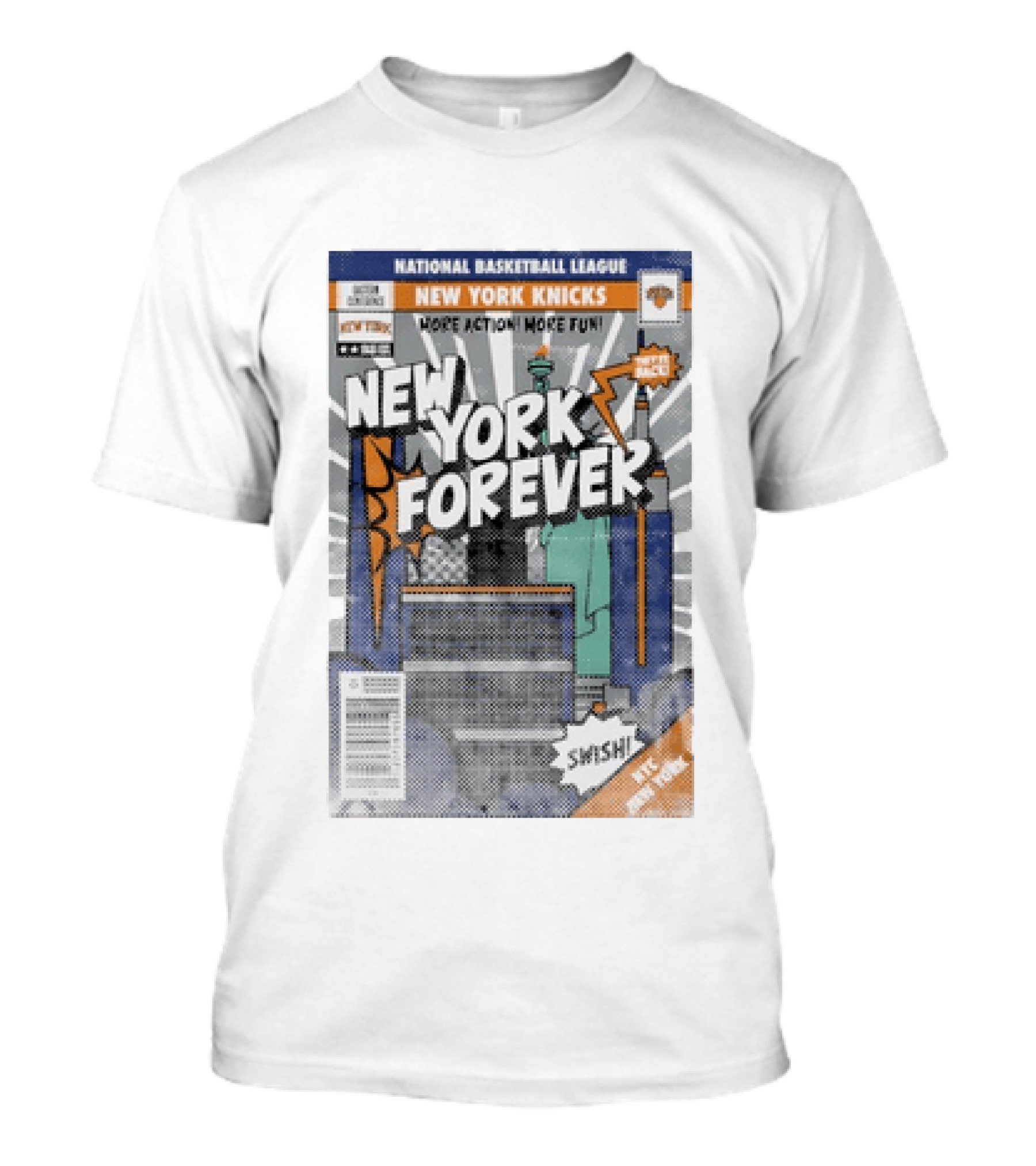 New York Knicks National Basketball League New York Forever Comic Book Style Swish NYC Basketball Fun T-Shirt