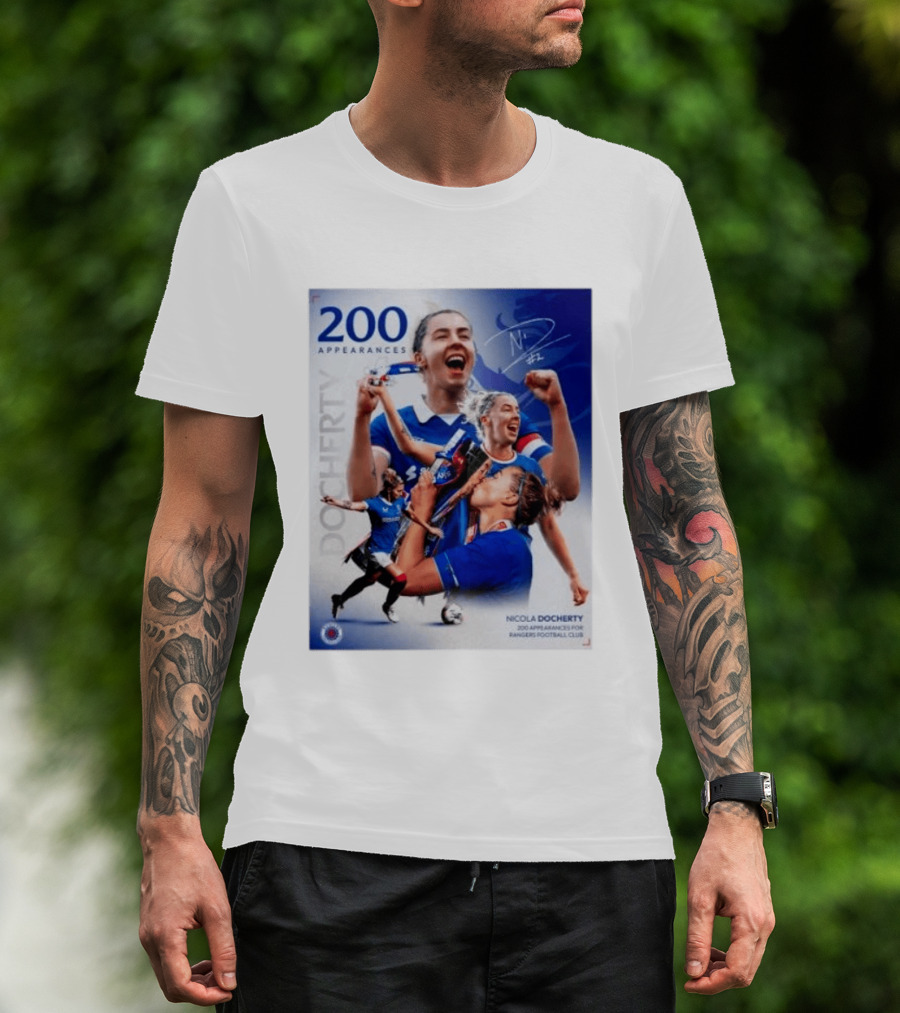 Nicola Docherty 200 Appearances Rangers Football Club Celebration T-Shirt