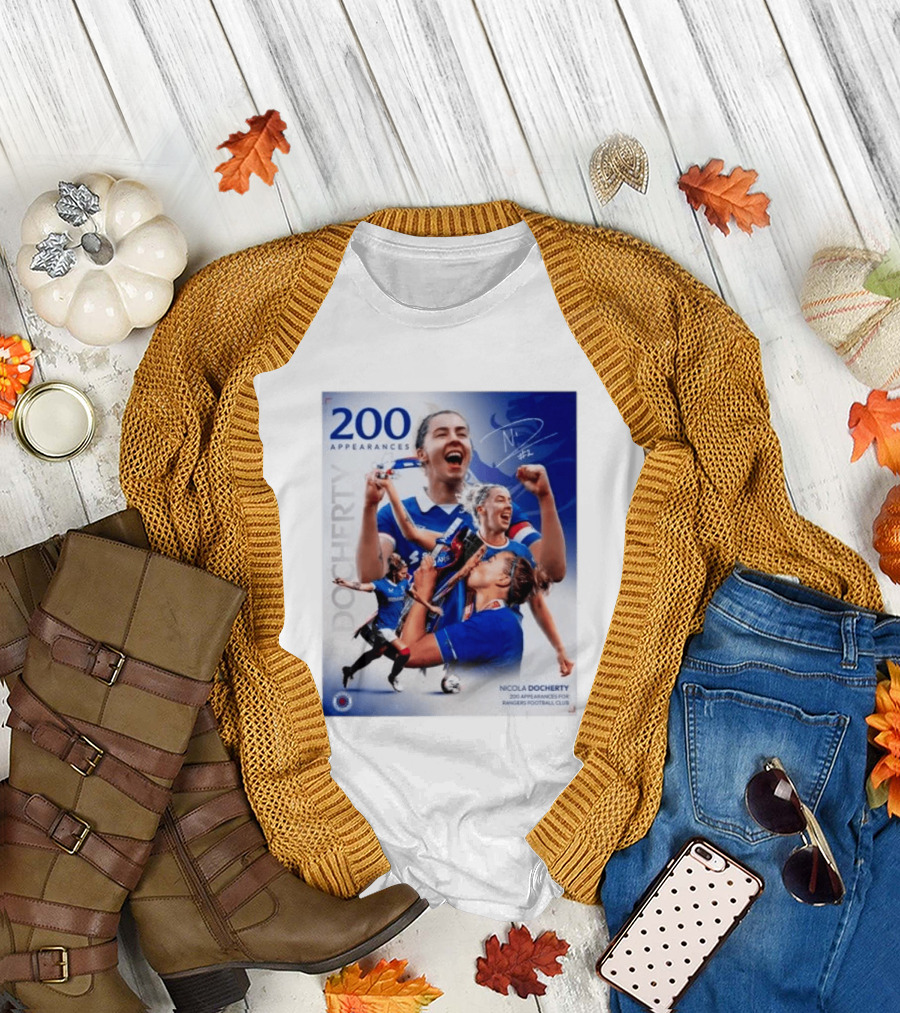 Nicola Docherty 200 Appearances Rangers Football Club Celebration T-Shirt