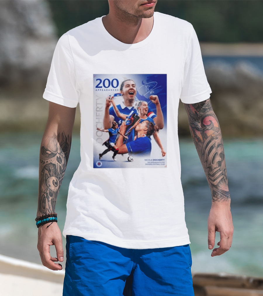 Nicola Docherty 200 Appearances Rangers Football Club Celebration T-Shirt