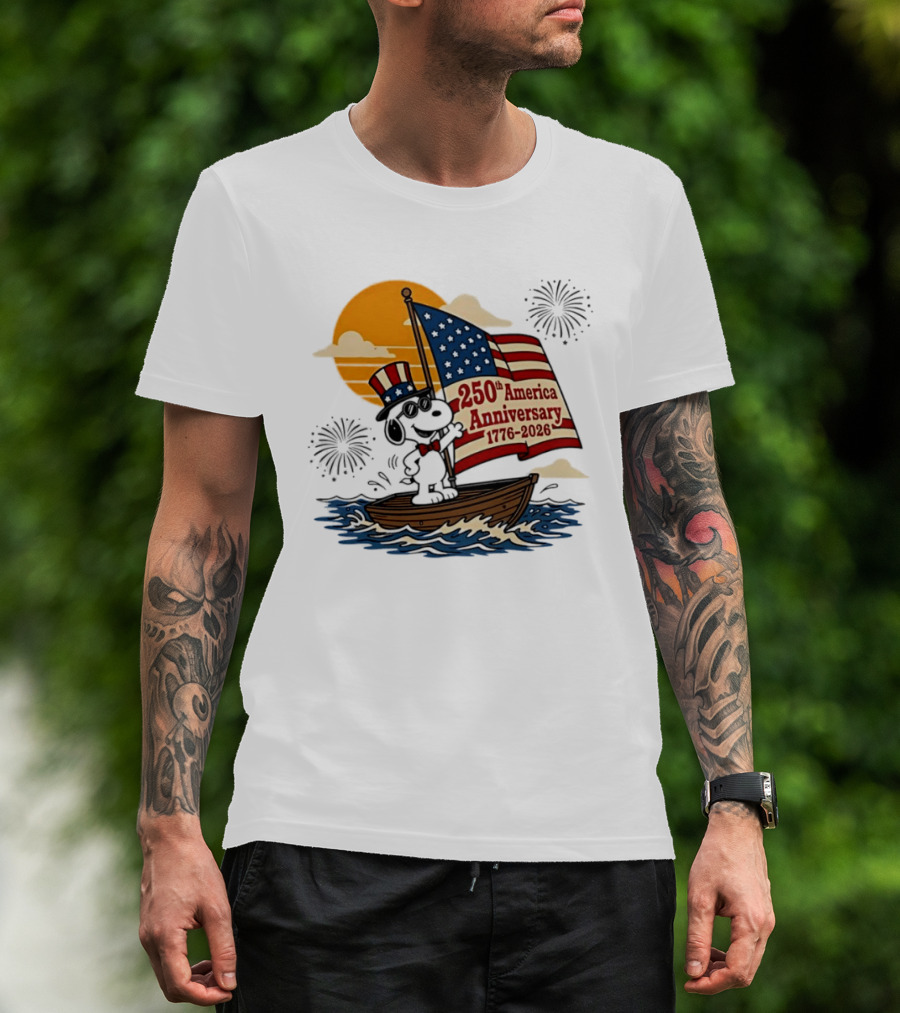 Snoopy 250th America Anniversary 1776 2026 Sailboat Celebration T-Shirt