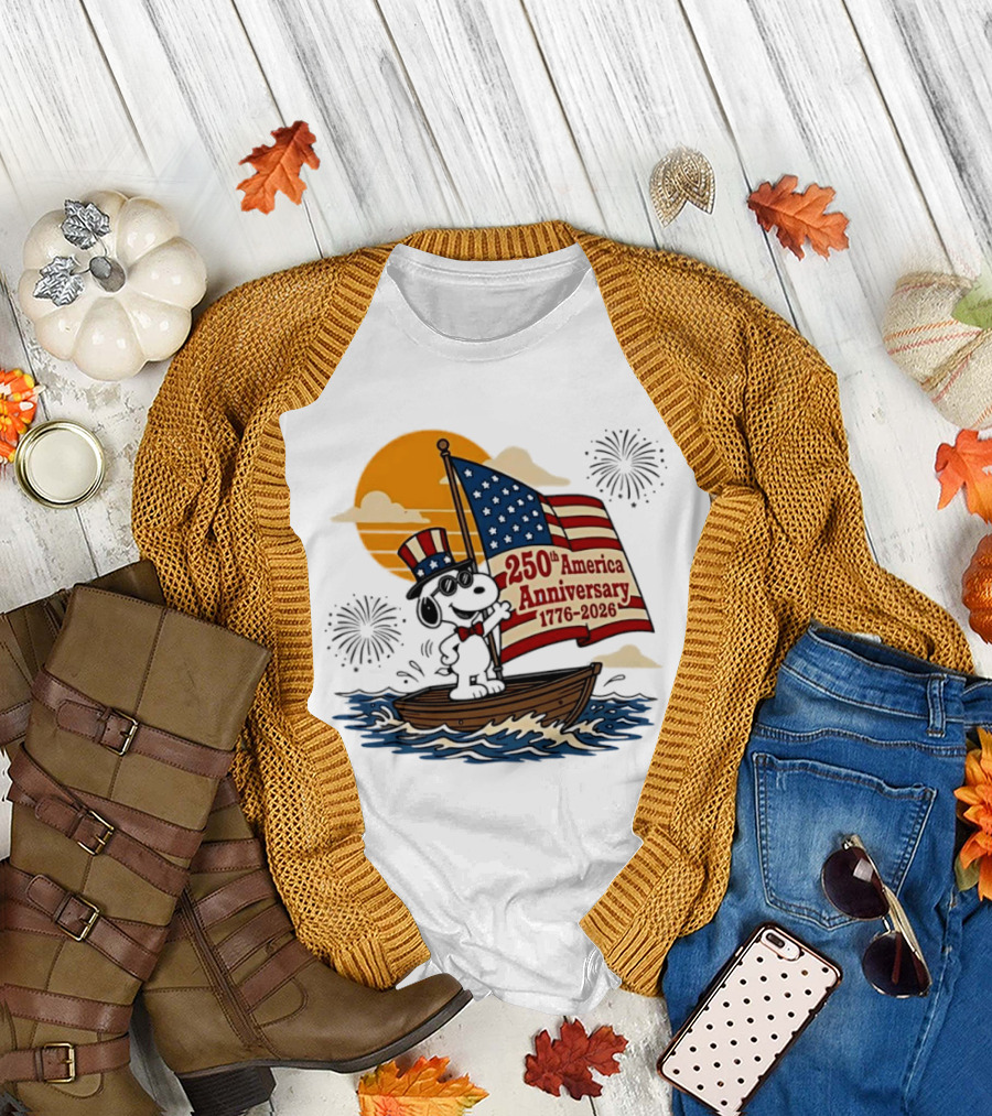 Snoopy 250th America Anniversary 1776 2026 Sailboat Celebration T-Shirt