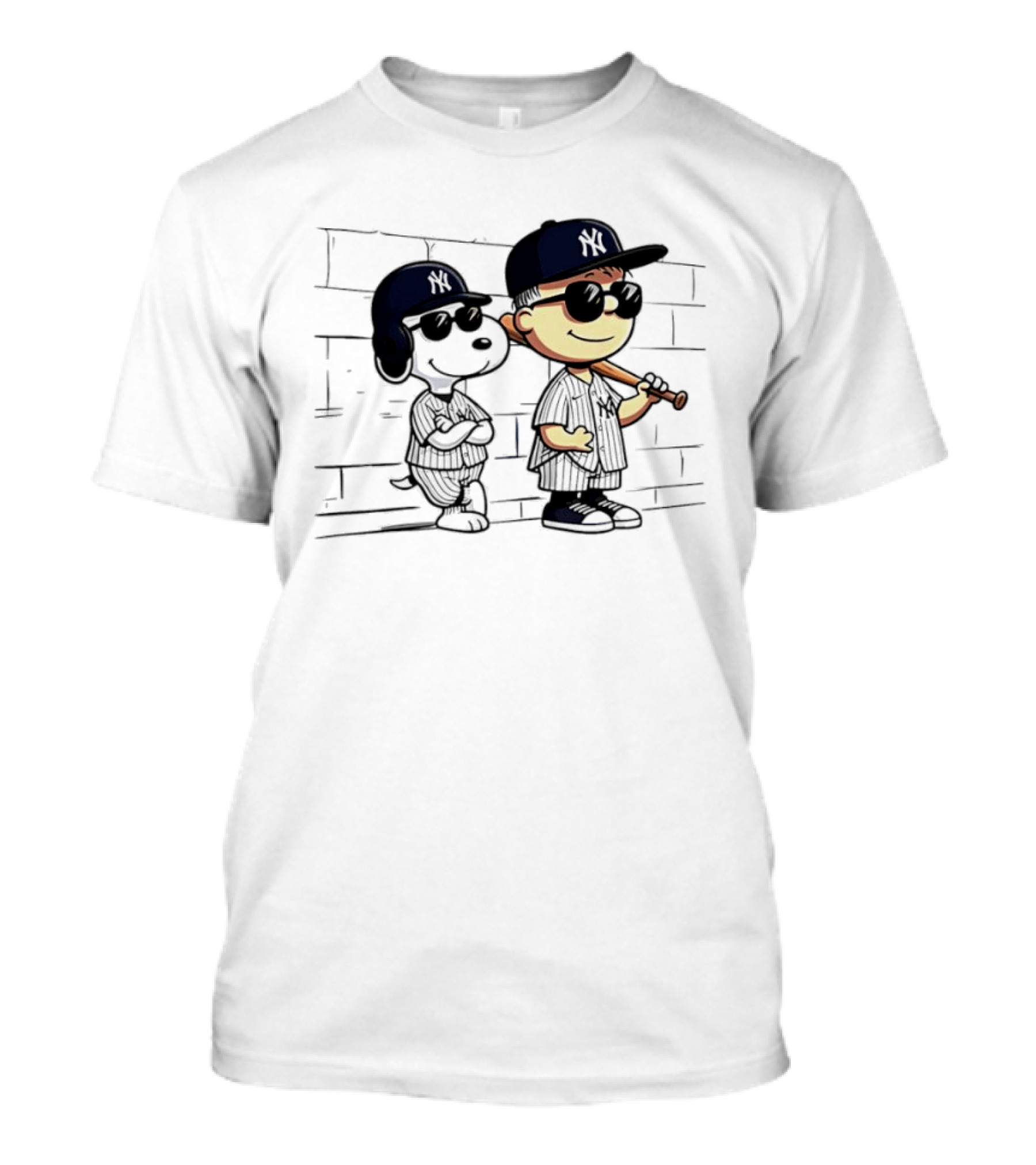 Peanuts Snoopy Charlie Brown New York Yankees Baseball Fan Collection T-Shirt