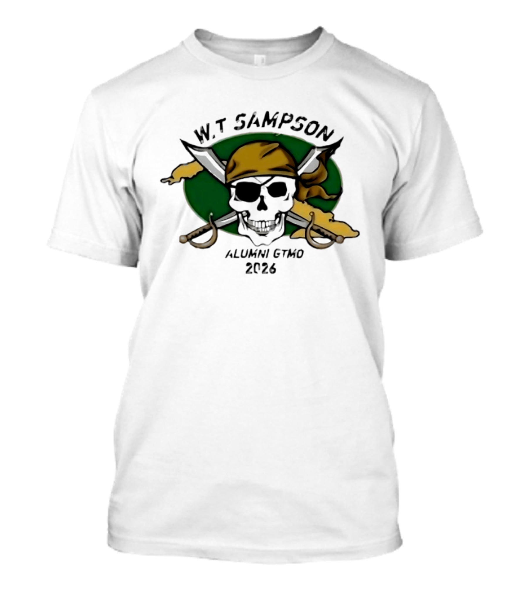 W Sampson Alumni GTMO 2026 Skull Swords Bandana T-Shirt