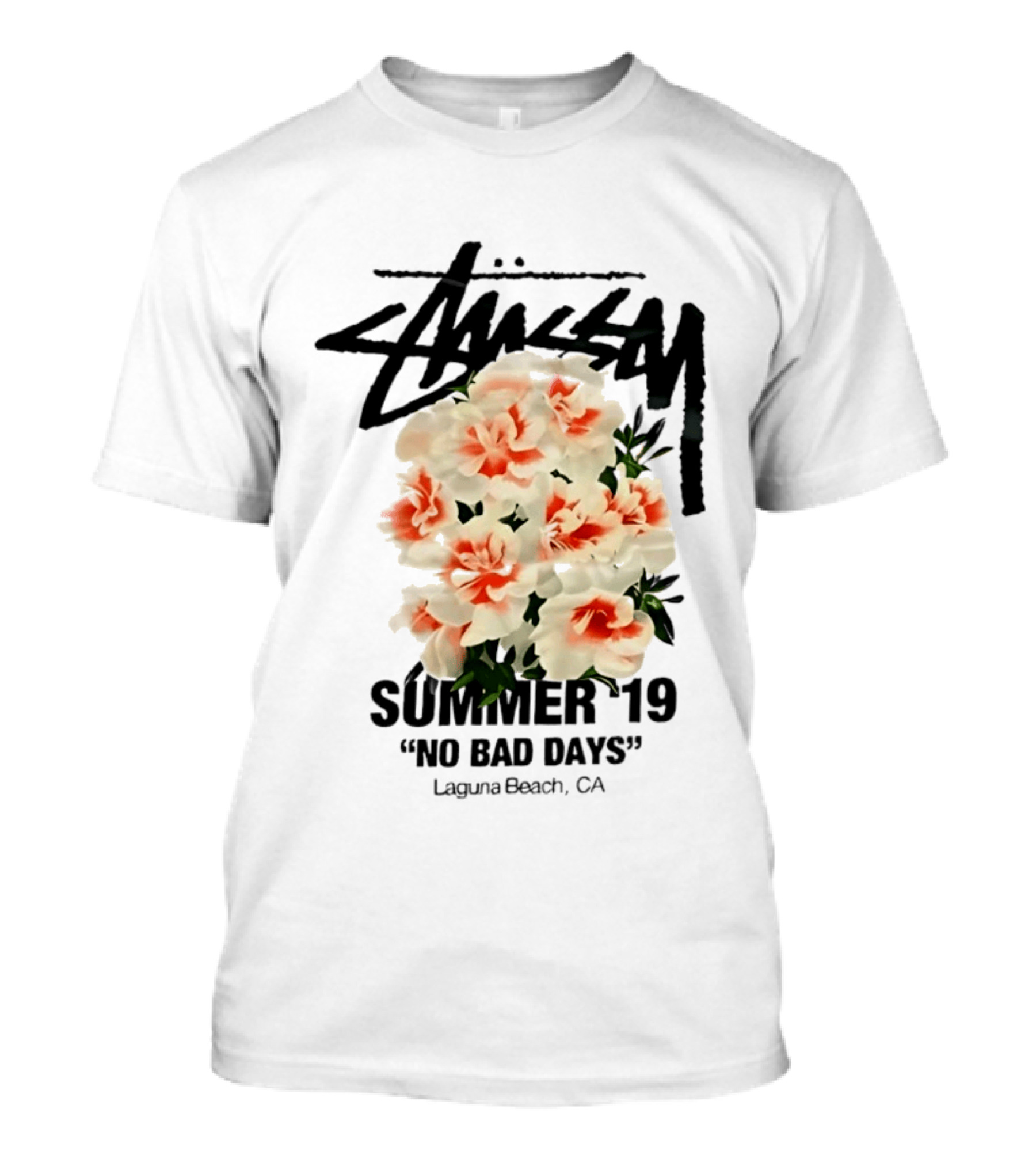 Stussy Summer 19 No Bad Days Floral Laguna Beach CA T-Shirt