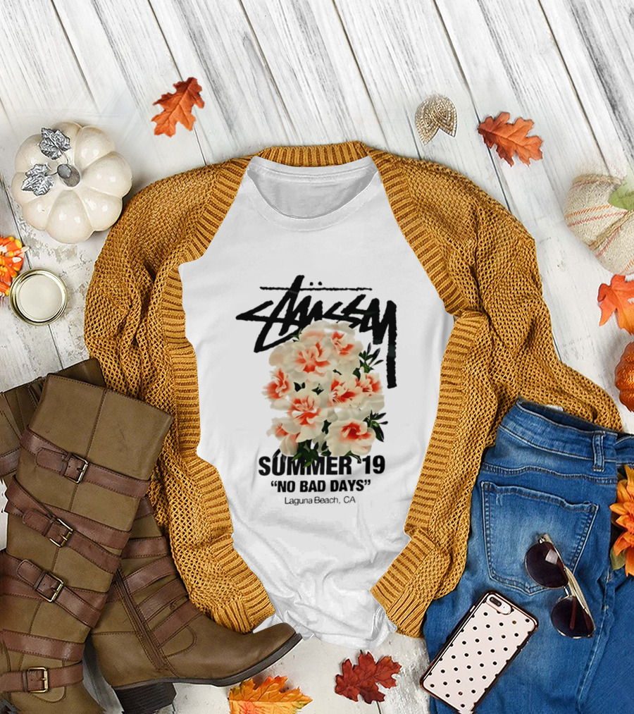 Stussy Summer 19 No Bad Days Floral Laguna Beach CA T-Shirt