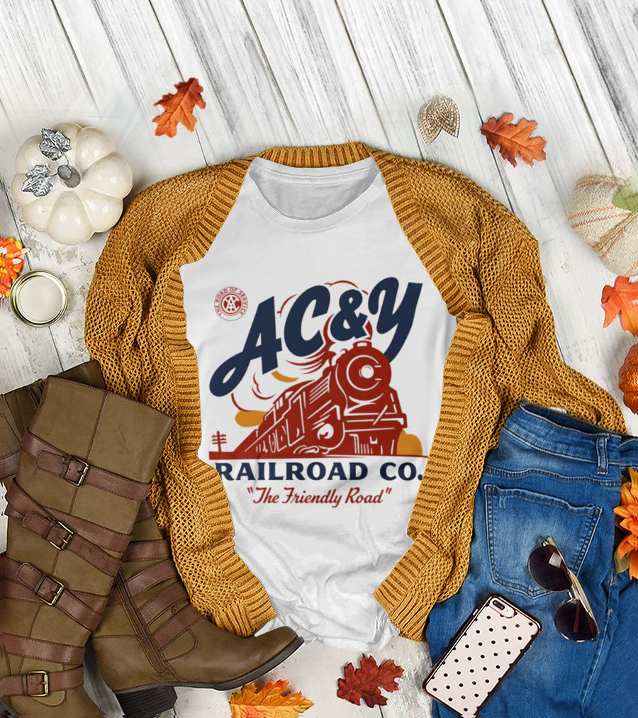 AC&Y Railroad Co. The Friendly Road Vintage Locomotive T-Shirt
